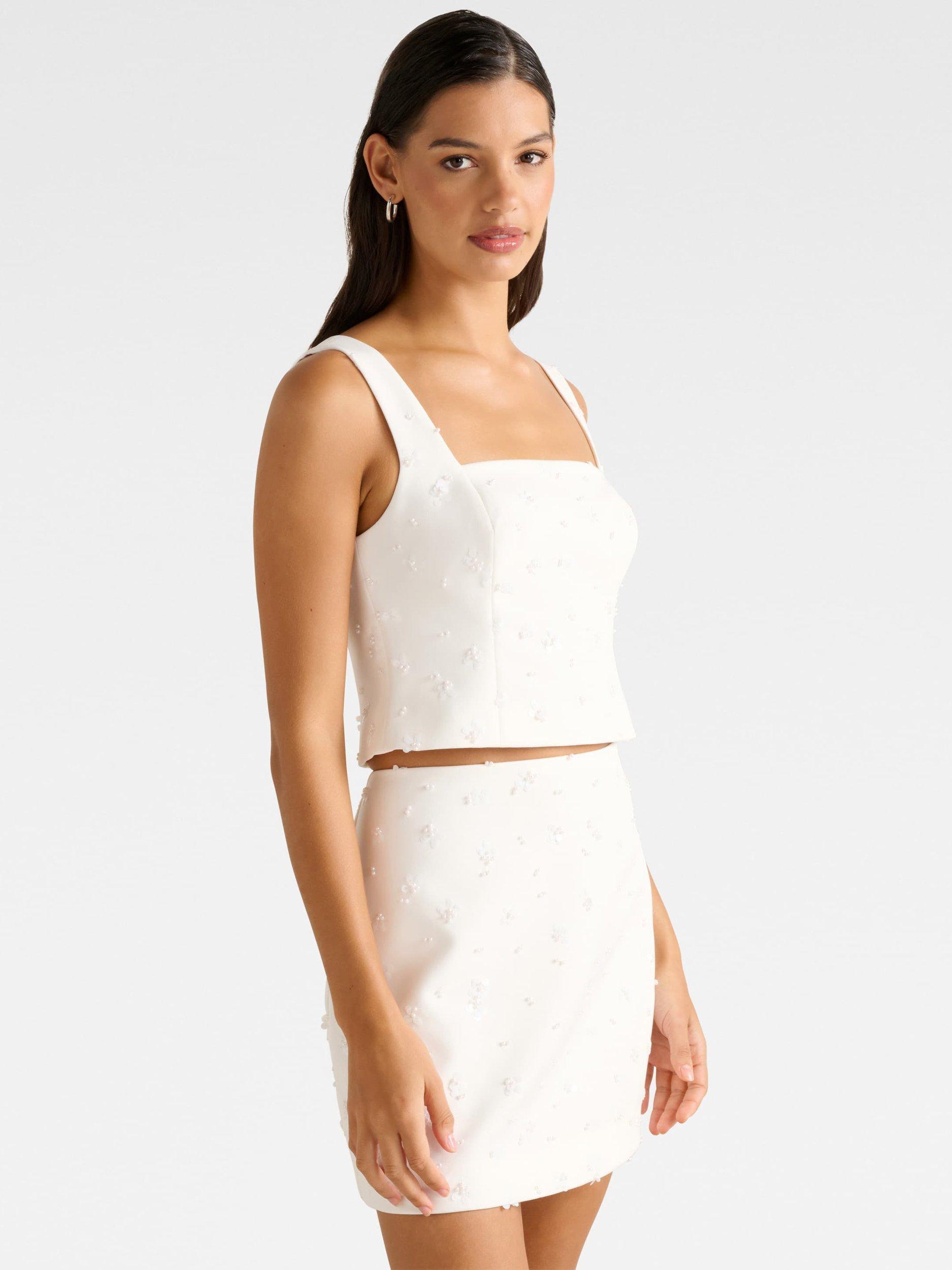 Product image 3 of 5, which shows Forever New Margot Embellished Sleeveless Top, Porcelain, 4