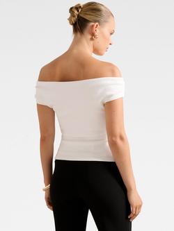 Forever New Somer Crepe Bardot Top, Porcelain - view 2, Porcelain