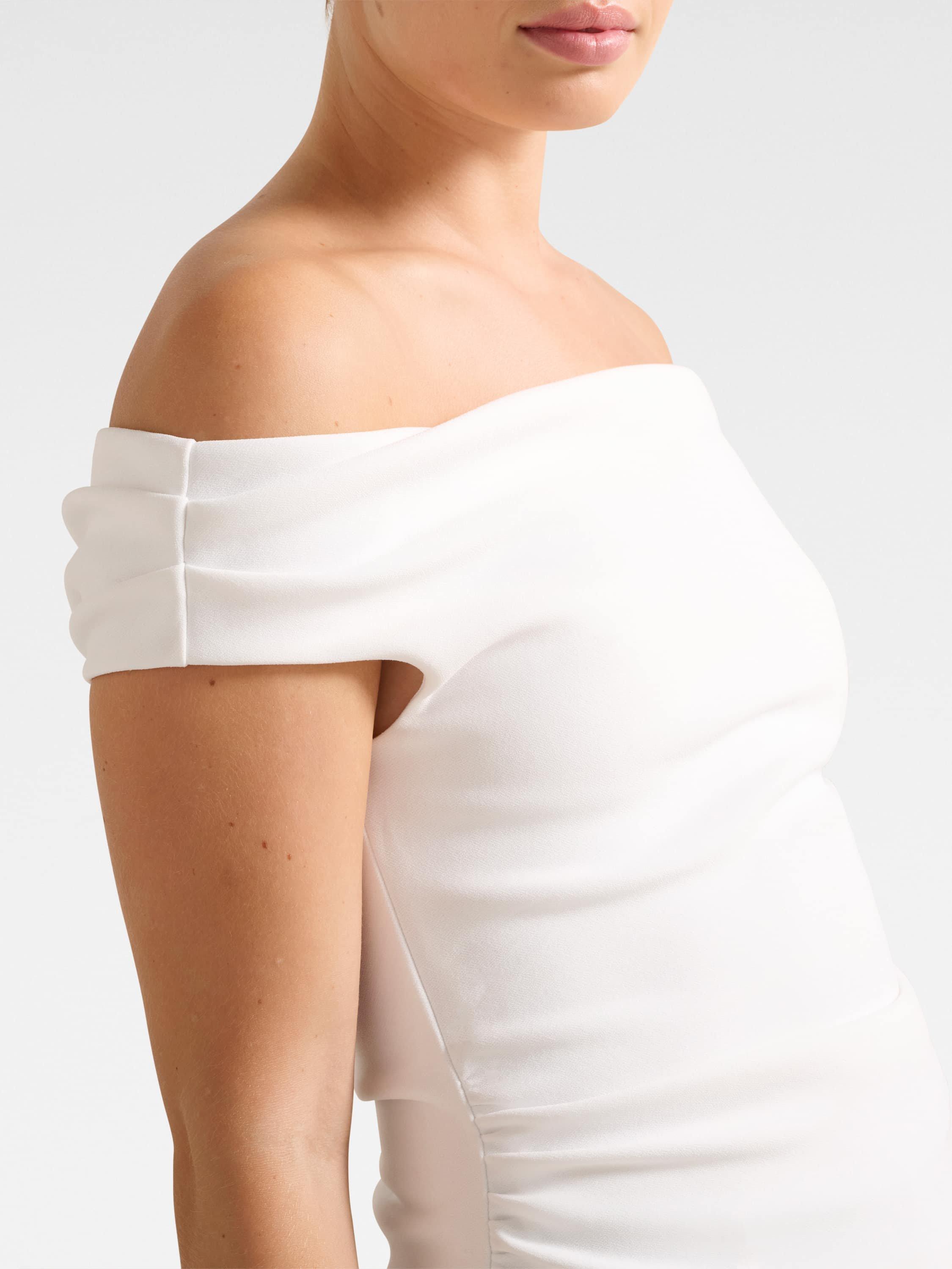 Product image 4 of 5, which shows Forever New Somer Crepe Bardot Top, Porcelain, L