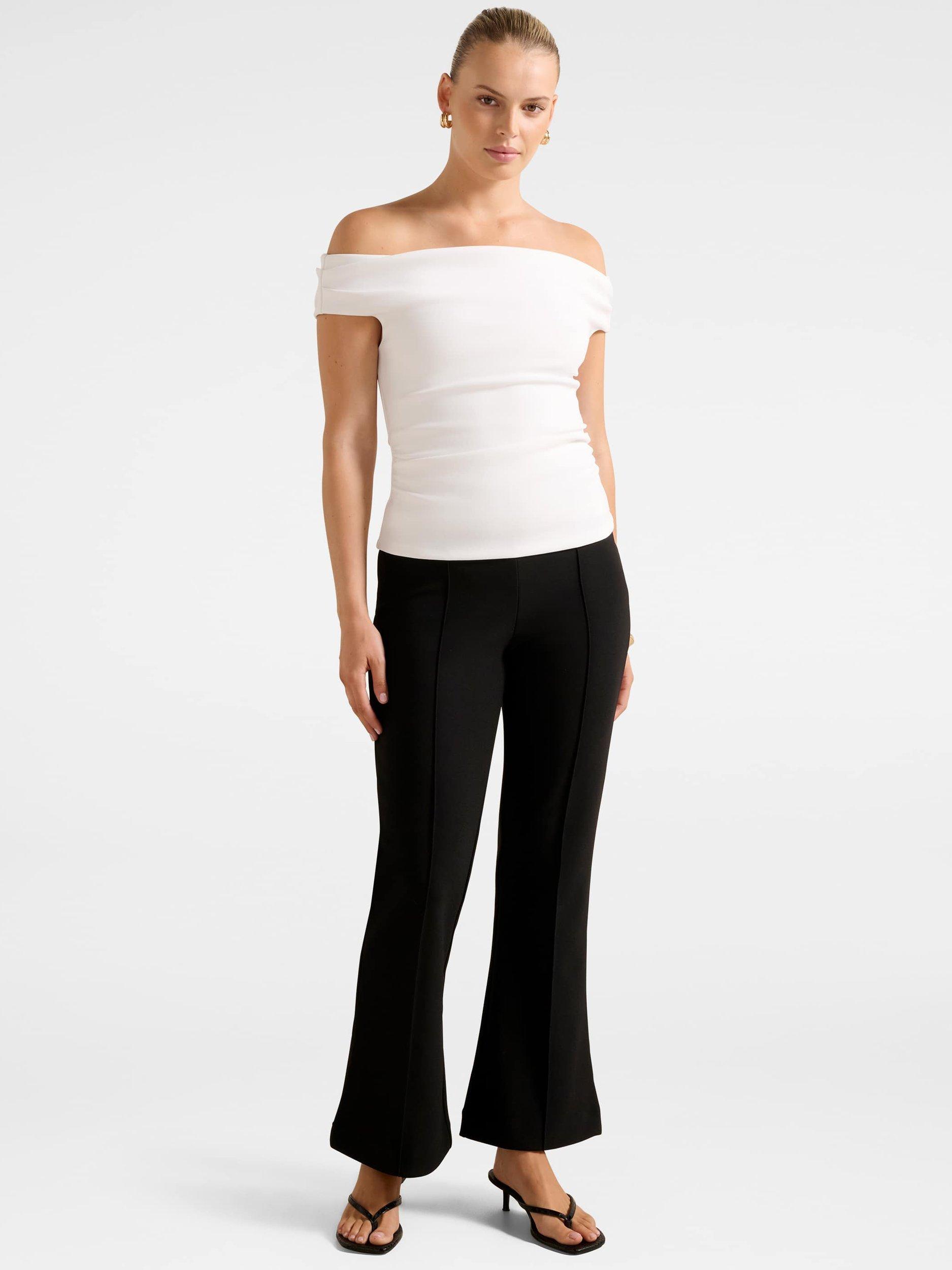 Product image 5 of 5, which shows Forever New Somer Crepe Bardot Top, Porcelain, L