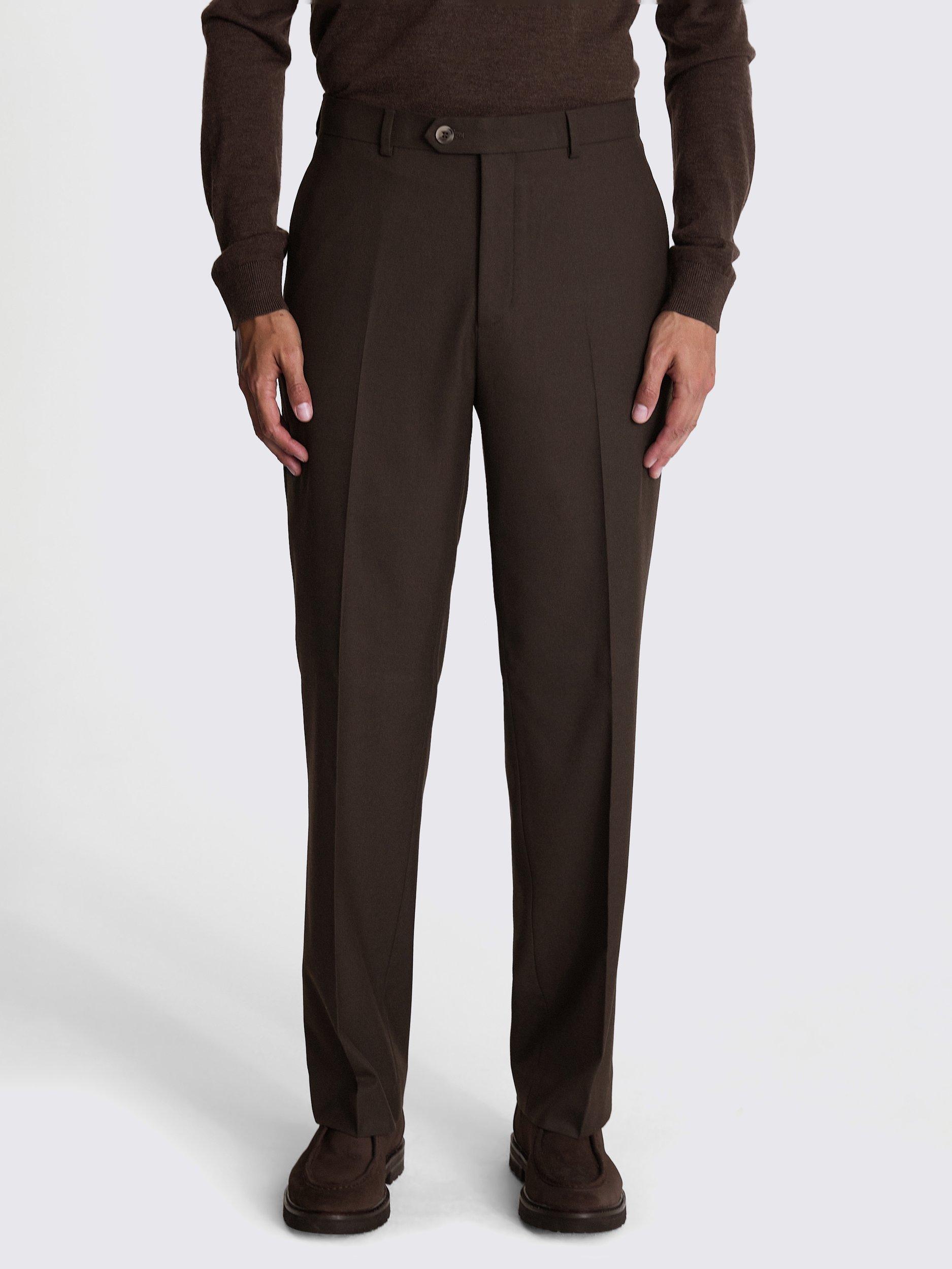 Product image 1 of 3, which shows Moss Relaxed Fit Suit Trousers, Brown, 30S