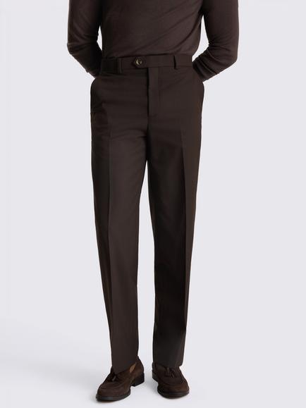 Moss Relaxed Fit Flannel Suit Trousers, Brown, Brown