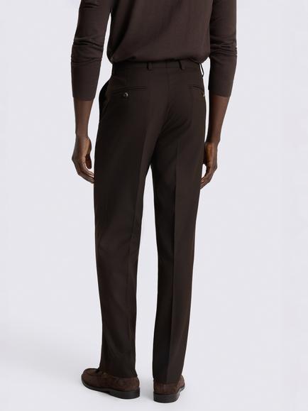 Moss Relaxed Fit Flannel Suit Trousers, Brown - view 2, Brown