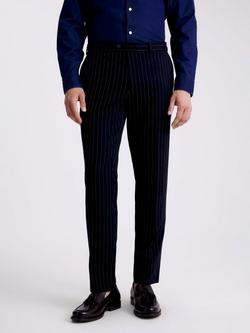 Moss Slim Fit Stripe Trousers, Navy, Navy