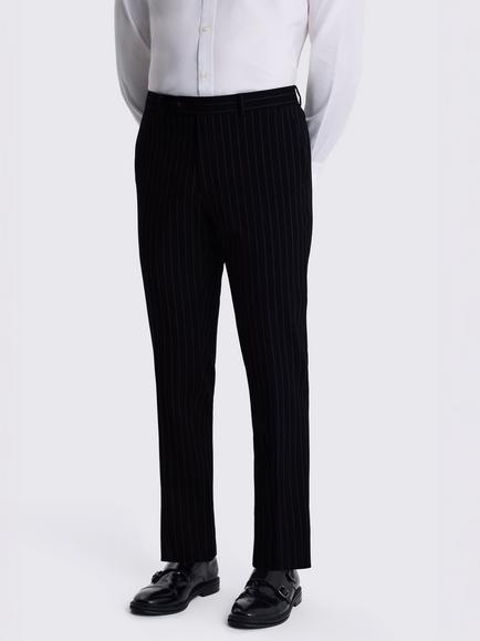 Moss Slim Fit Stripe Suit Trousers, Navy, Navy