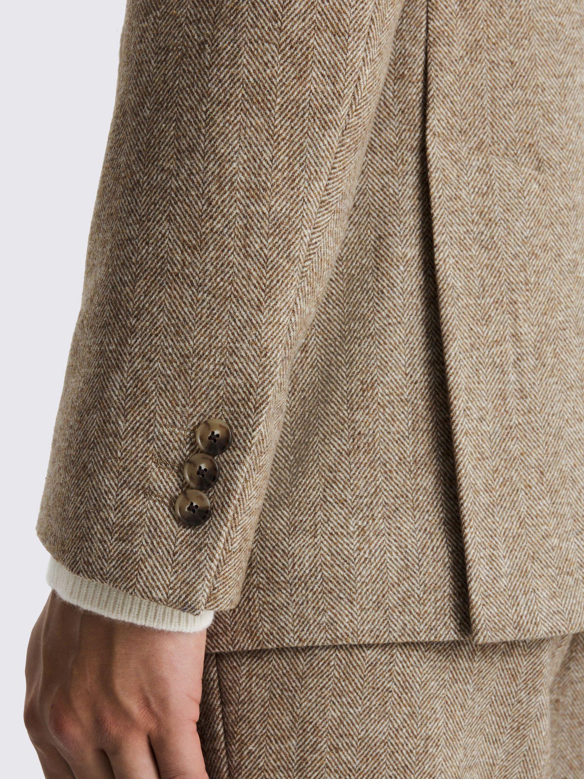 Product image 4 of 5, which shows Moss Relaxed Fit Tweed Herringbone Suit Jacket, Gold, 36S