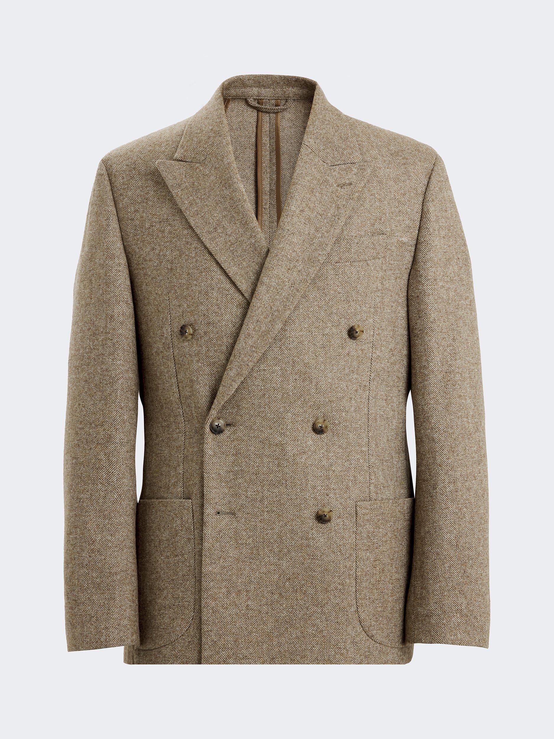 Product image 5 of 5, which shows Moss Relaxed Fit Tweed Herringbone Suit Jacket, Gold, 36S