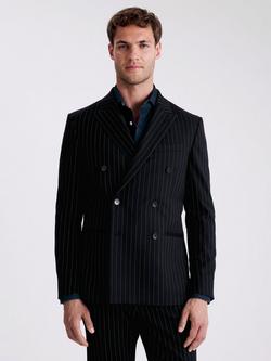 Moss Slim Fit Stripe Suit Jacket, Navy, Navy