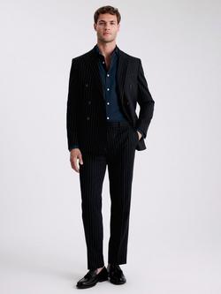 Moss Slim Fit Stripe Suit Jacket, Navy - view 2, Navy