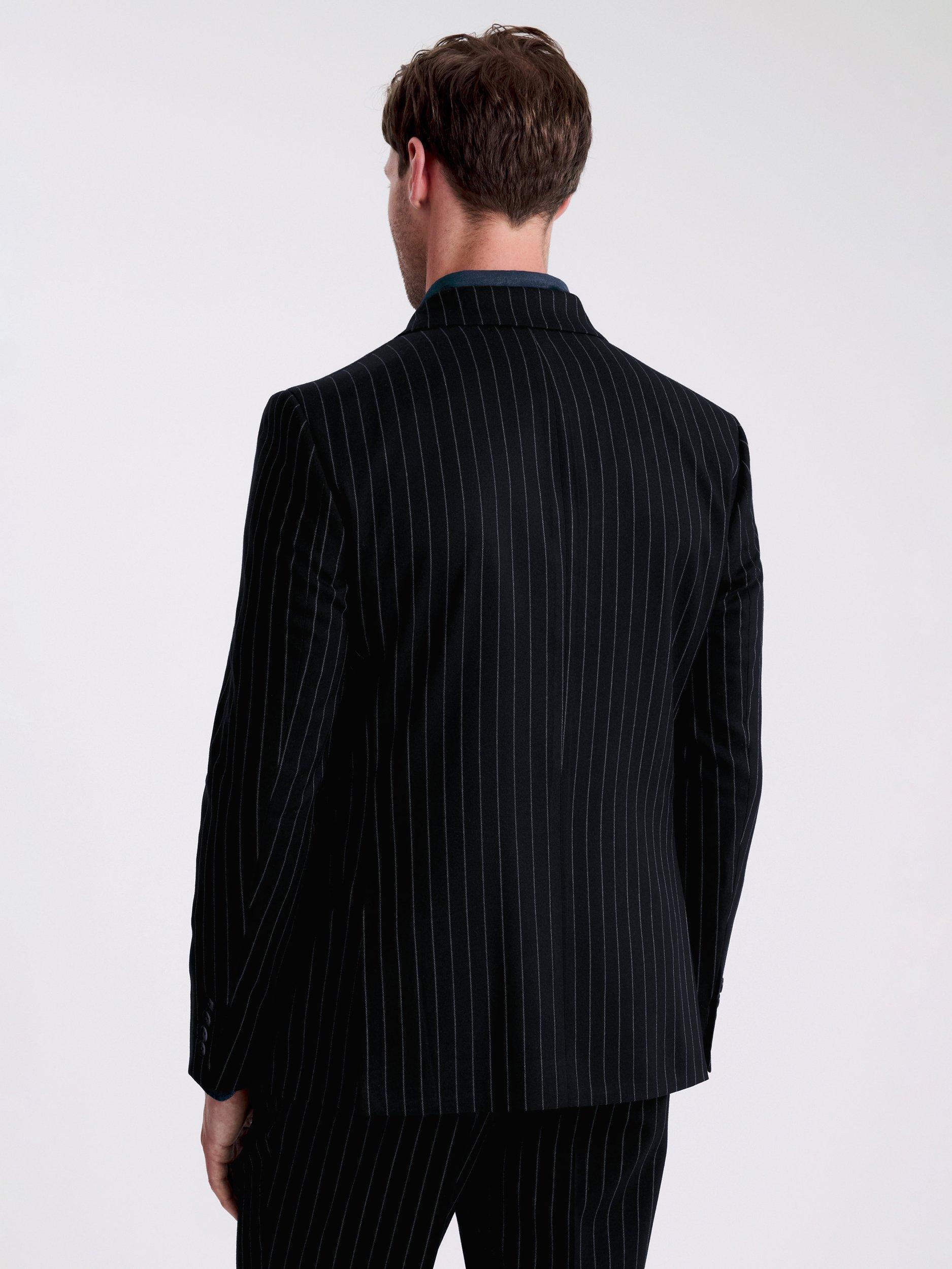 Product image 4 of 6, which shows Moss Slim Fit Stripe Suit Jacket, Navy, 36S