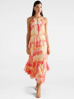 Forever New Casey Abstract Halterneck Godet Midi Dress, Multi, Multi