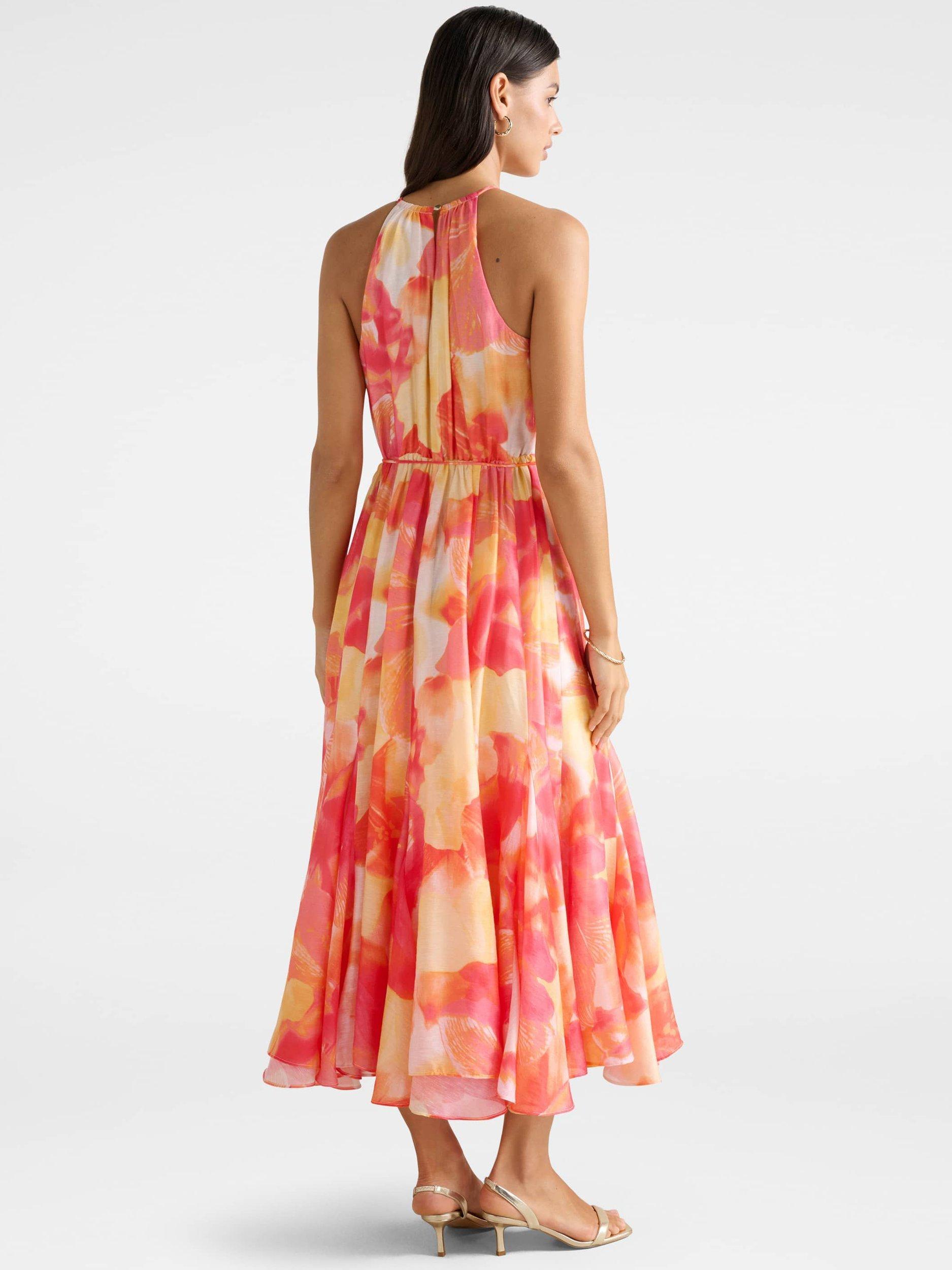 Product image 2 of 4, which shows Forever New Casey Abstract Halterneck Godet Midi Dress, Multi, 4