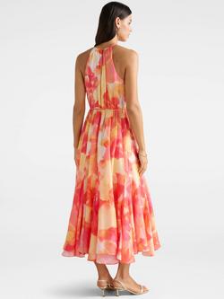 Forever New Casey Abstract Halterneck Godet Midi Dress, Multi - view 2, Multi
