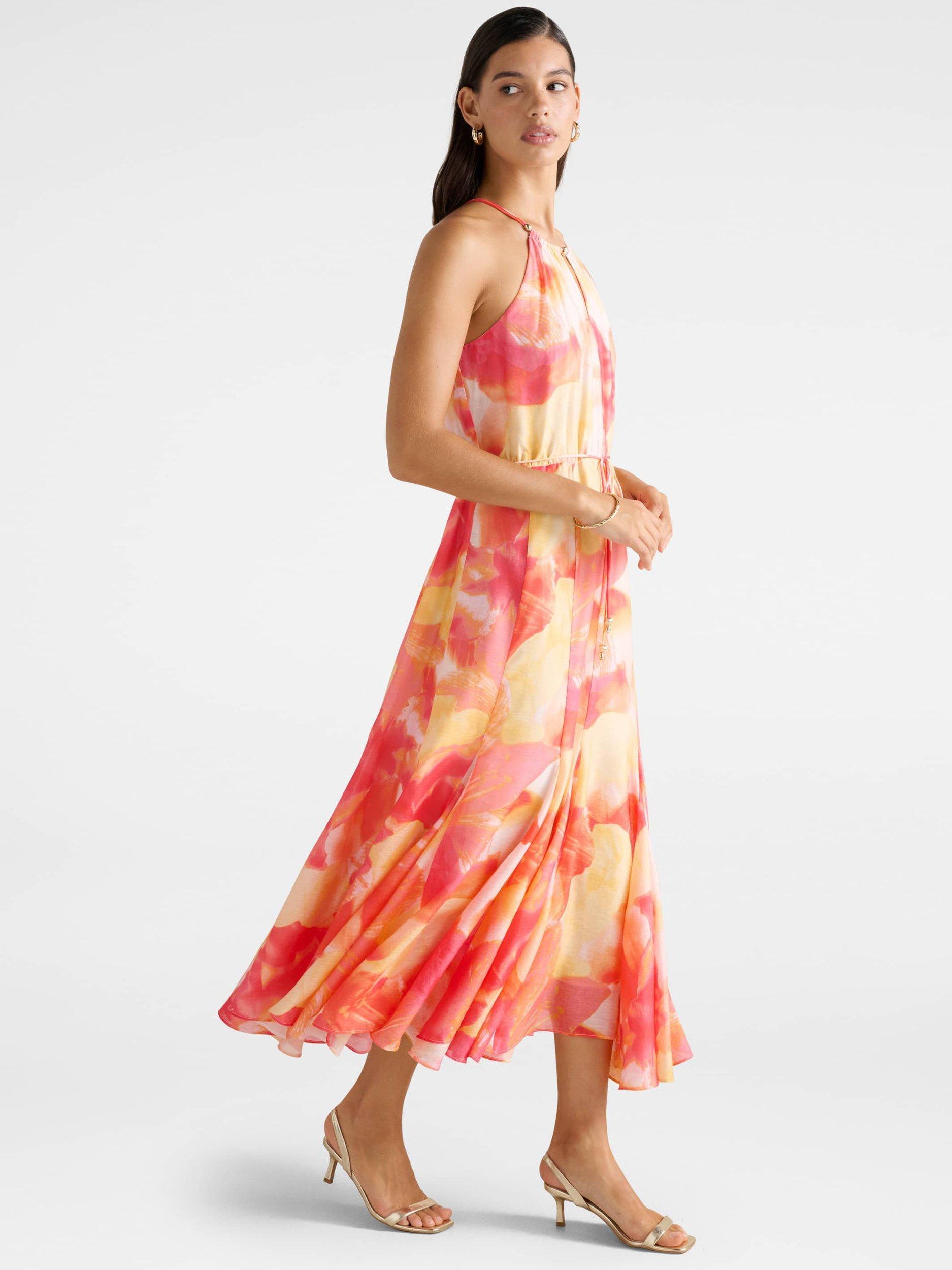 Product image 3 of 4, which shows Forever New Casey Abstract Halterneck Godet Midi Dress, Multi, 4