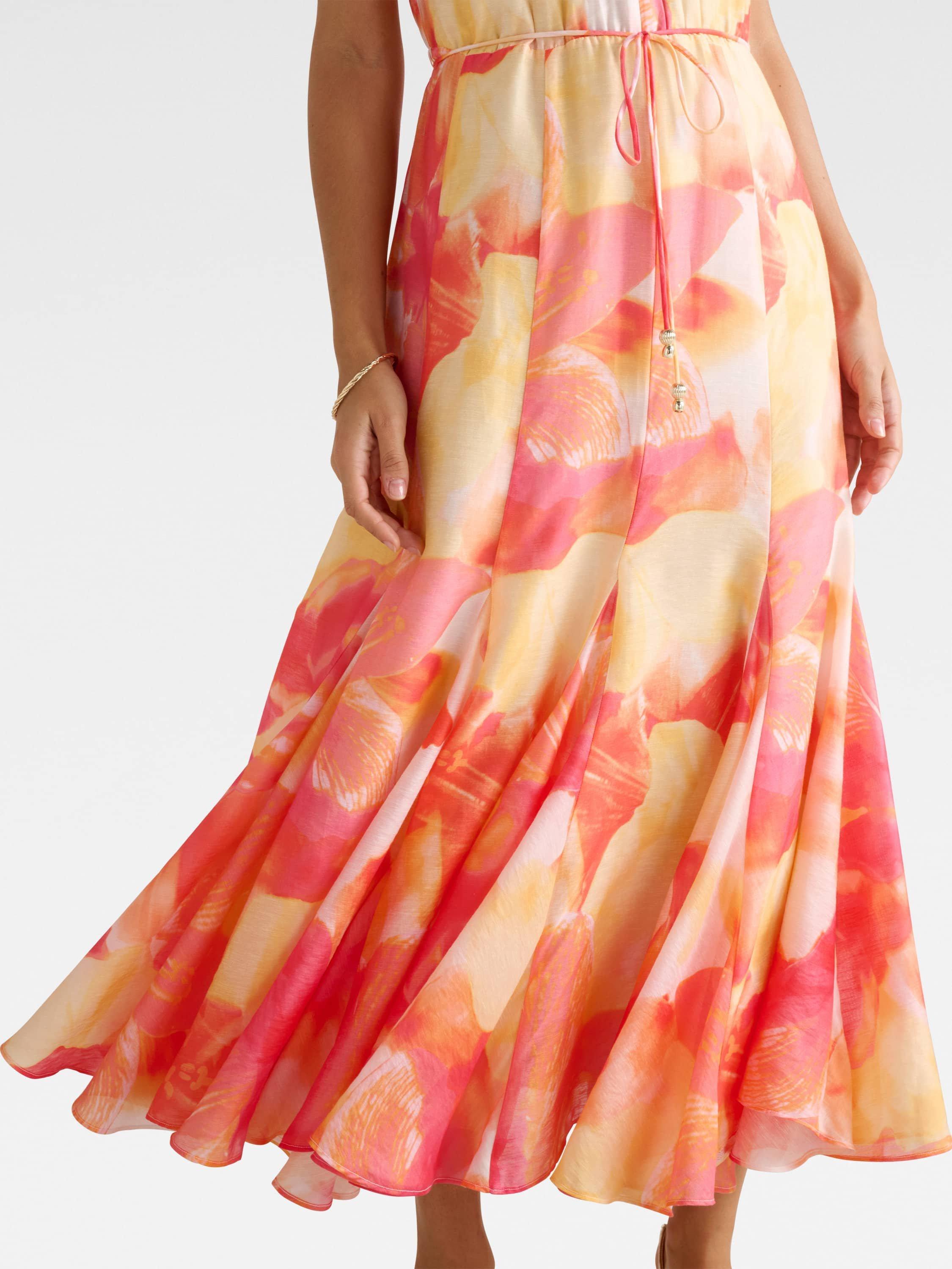 Product image 4 of 4, which shows Forever New Casey Abstract Halterneck Godet Midi Dress, Multi, 4