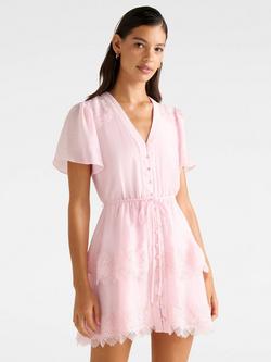 Forever New Emmy Lace Trim Mini Dress, Soft Pink, Soft Pink