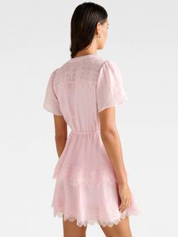 Forever New Emmy Lace Trim Mini Dress, Soft Pink - view 2, Soft Pink