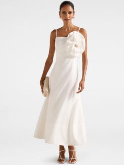 Forever New Petite Felicia Flower Midi Dress, Porcelain, Porcelain