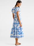 Forever New Iris Tiered Ruffle Midi Dress, Blue/Multi