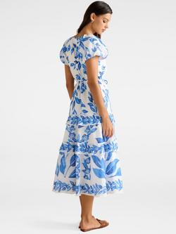 Forever New Iris Tiered Ruffle Midi Dress, Blue/Multi - view 2, Blue/Multi