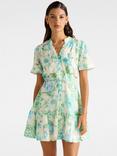 Forever New Jodie Floral Skater Mini Dress, Green
