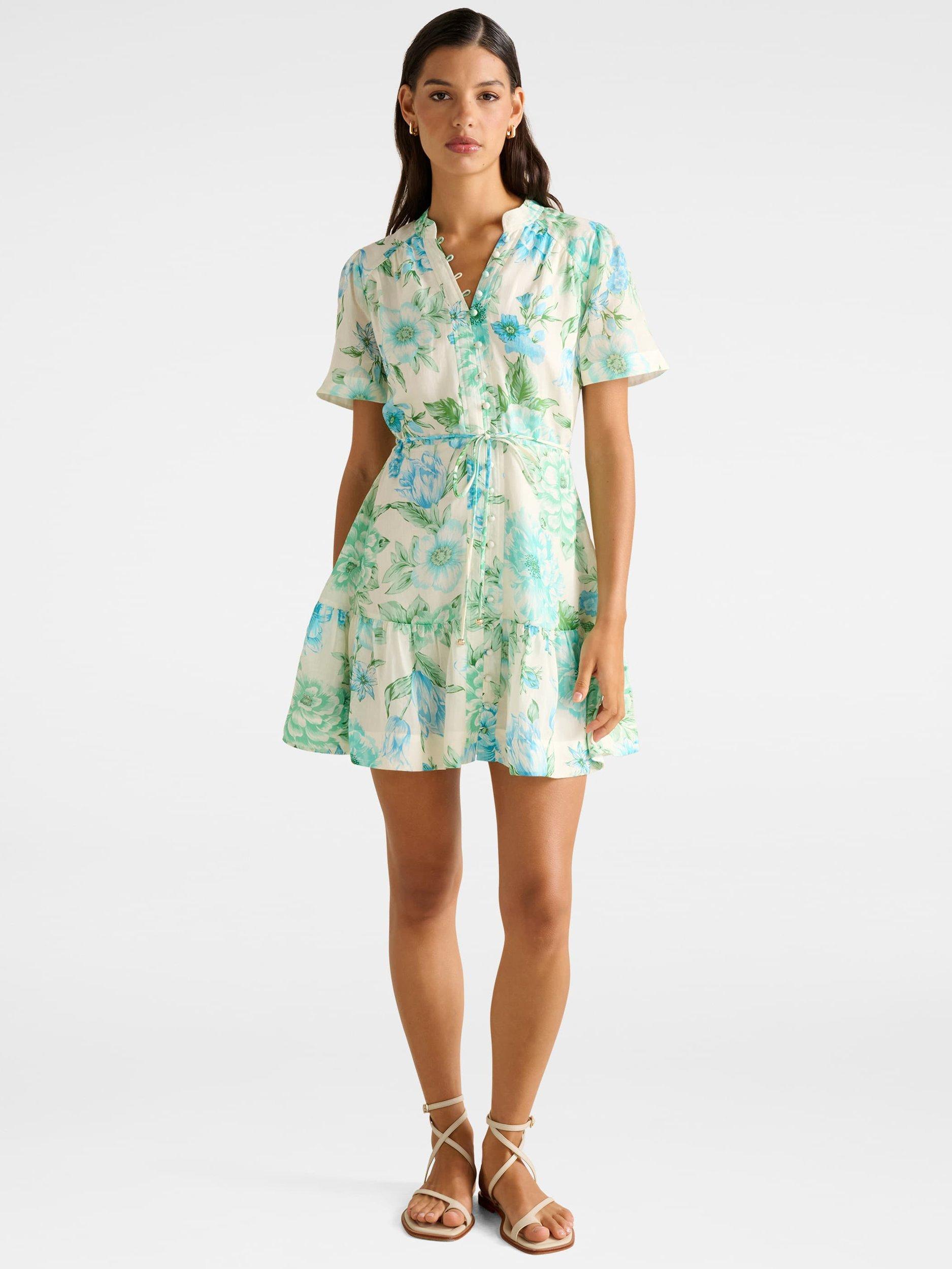 Forever New Jodie Floral Skater Mini Dress, Green