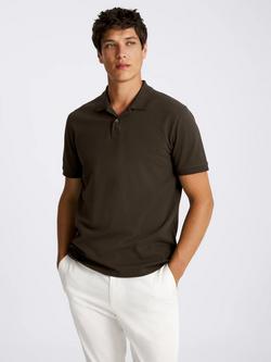 Moss Pique Short Sleeve Polo Shirt, Brown