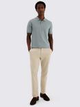 Moss Cotton Blend Regular Fit Short Sleeve Pique Polo Shirt, Blue