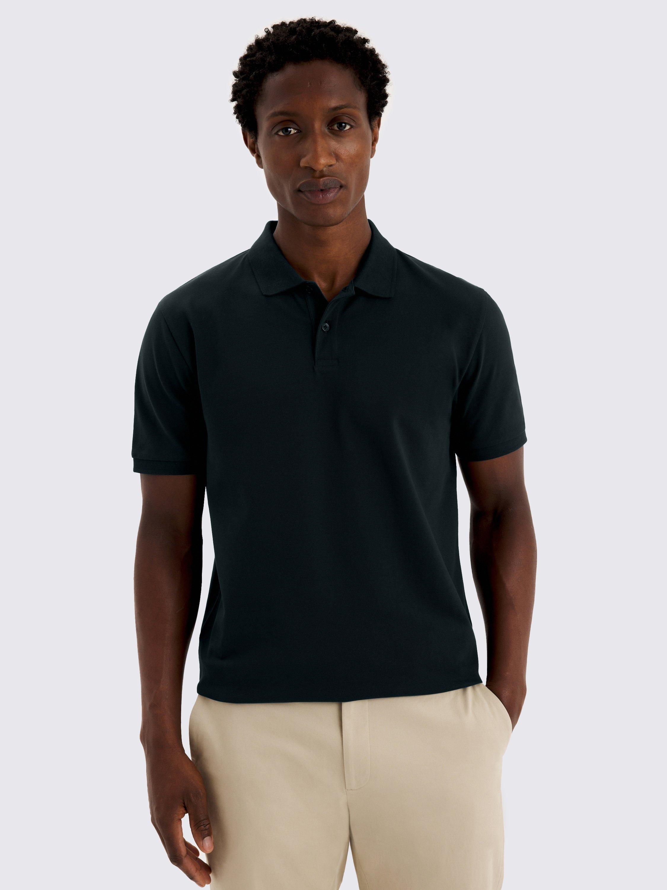 Product image 1 of 4, which shows Moss Cotton Blend Regular Fit Short Sleeve Pique Polo Shirt, Teal Blue, S