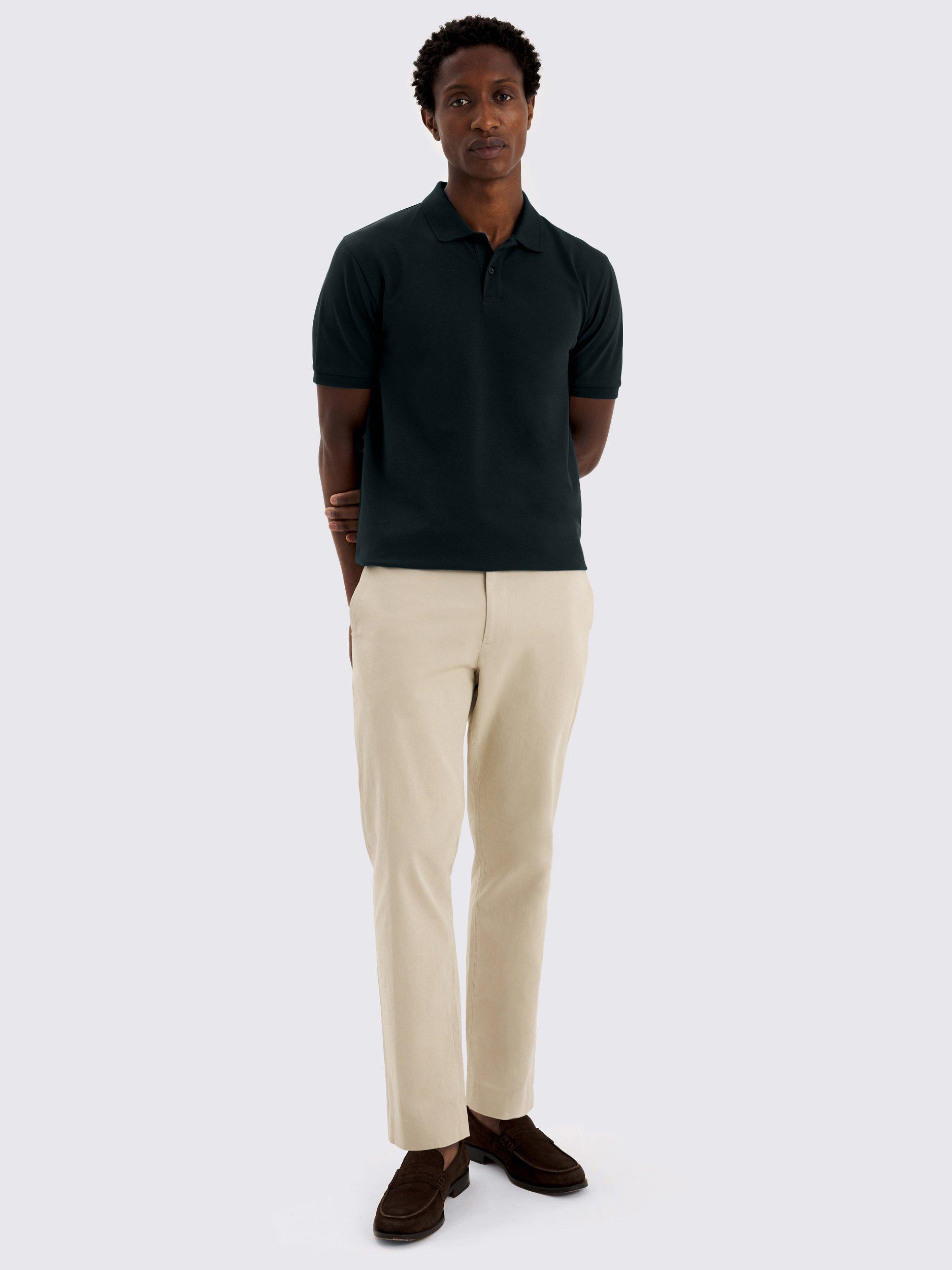 Product image 2 of 4, which shows Moss Cotton Blend Regular Fit Short Sleeve Pique Polo Shirt, Teal Blue, S