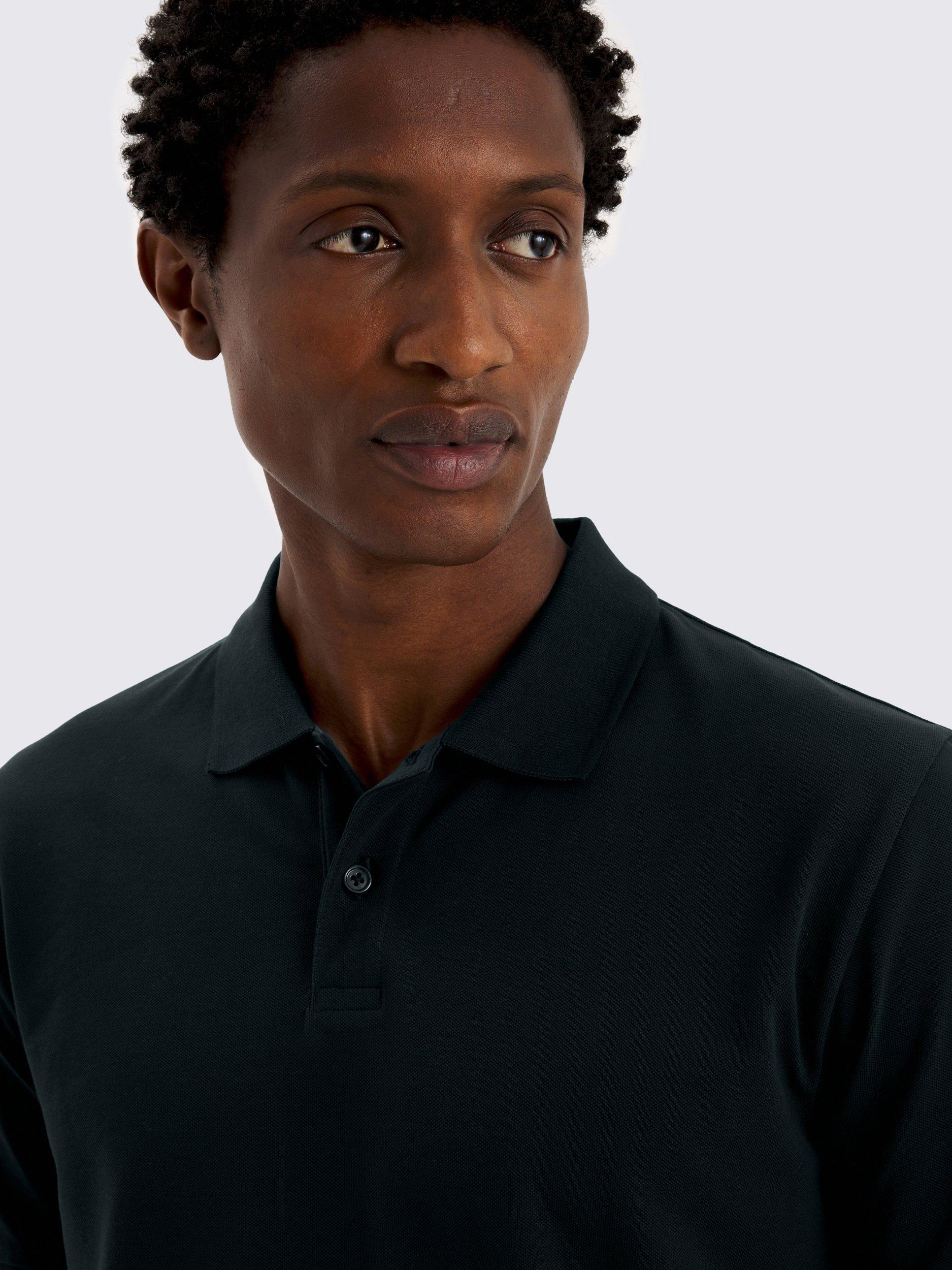 Product image 3 of 4, which shows Moss Cotton Blend Regular Fit Short Sleeve Pique Polo Shirt, Teal Blue, S