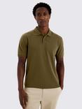 Moss Cotton Blend Regular Fit Short Sleeve Pique Polo Shirt, Olive Green