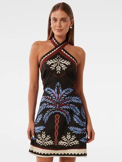 Forever New Adara Halter Mini Dress, Playa Tropical, Playa Tropical