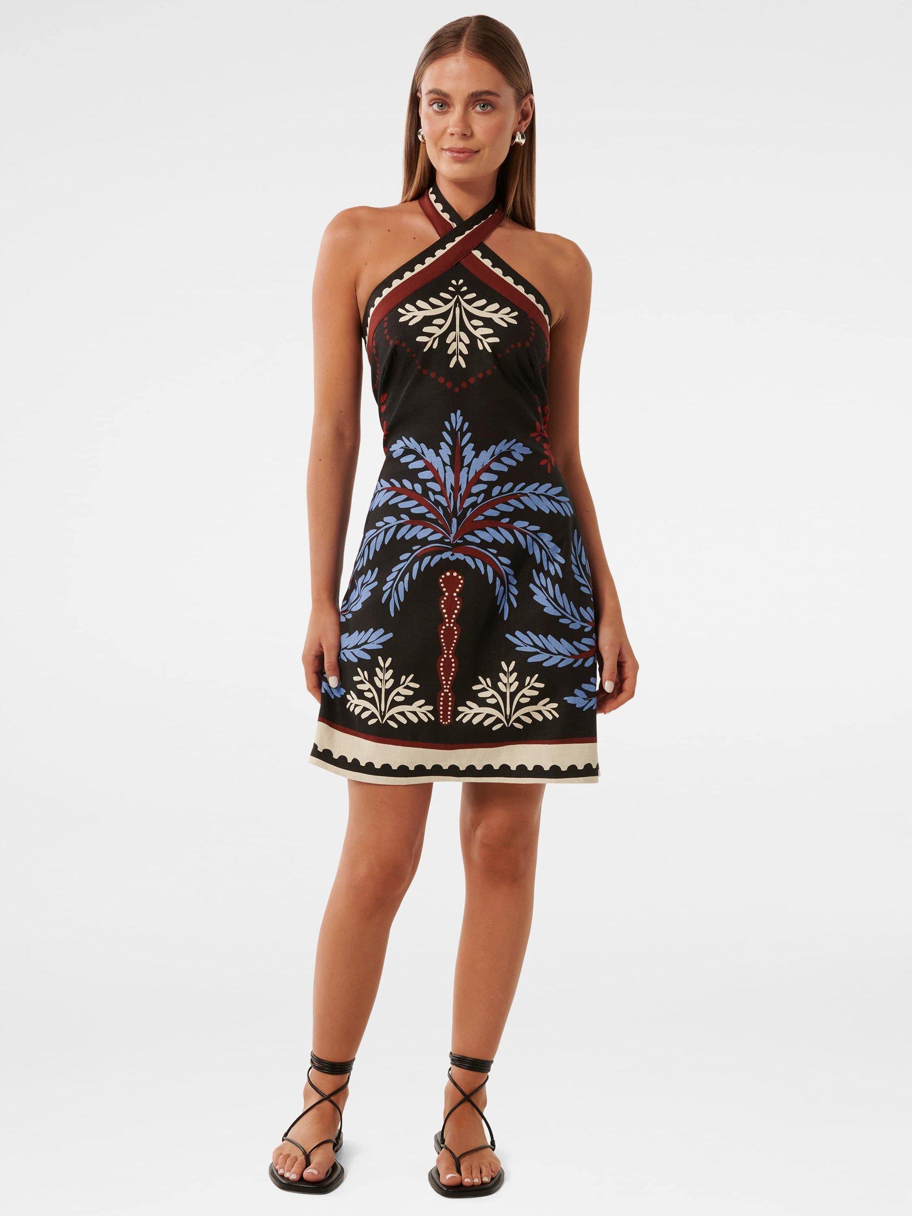 Product image 5 of 5, which shows Forever New Adara Halter Mini Dress, Playa Tropical, 4