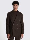 Moss Relaxed Fit Double Breasted Suit Jacket, Brown