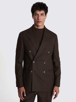 Moss Relaxed Fit Double Breasted Suit Jacket, Brown, Brown
