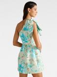 Forever New Darcy Floral One Shoulder Bow Mini Dress, Mint