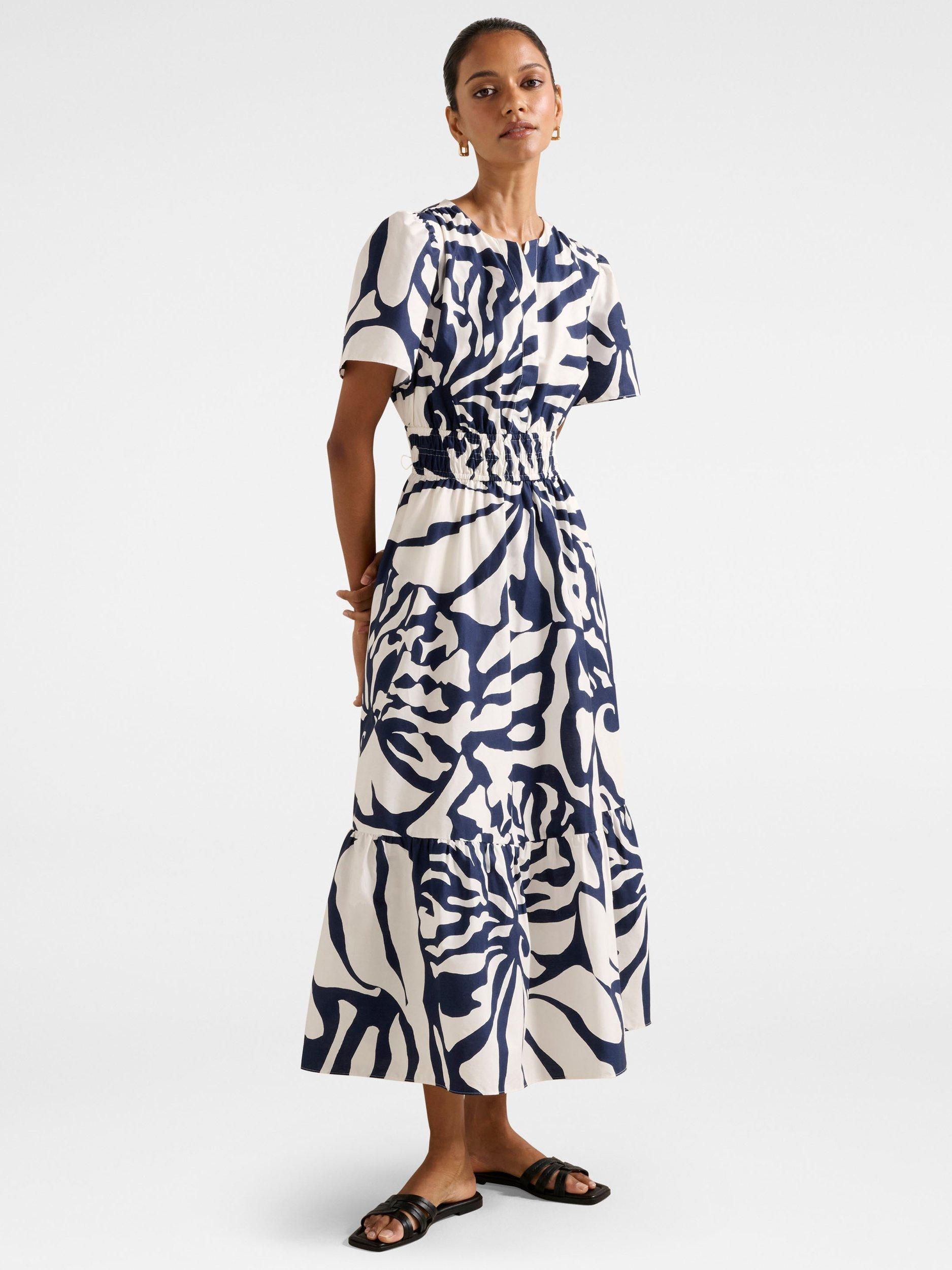Product image 3 of 4, which shows Forever New Petite Eleanor Short Sleeve Midi Dress, Navy, 4
