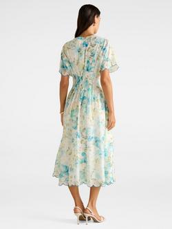 Forever New Eve Floral Scallop Trim Midi Dress, Multi - view 2, Multi