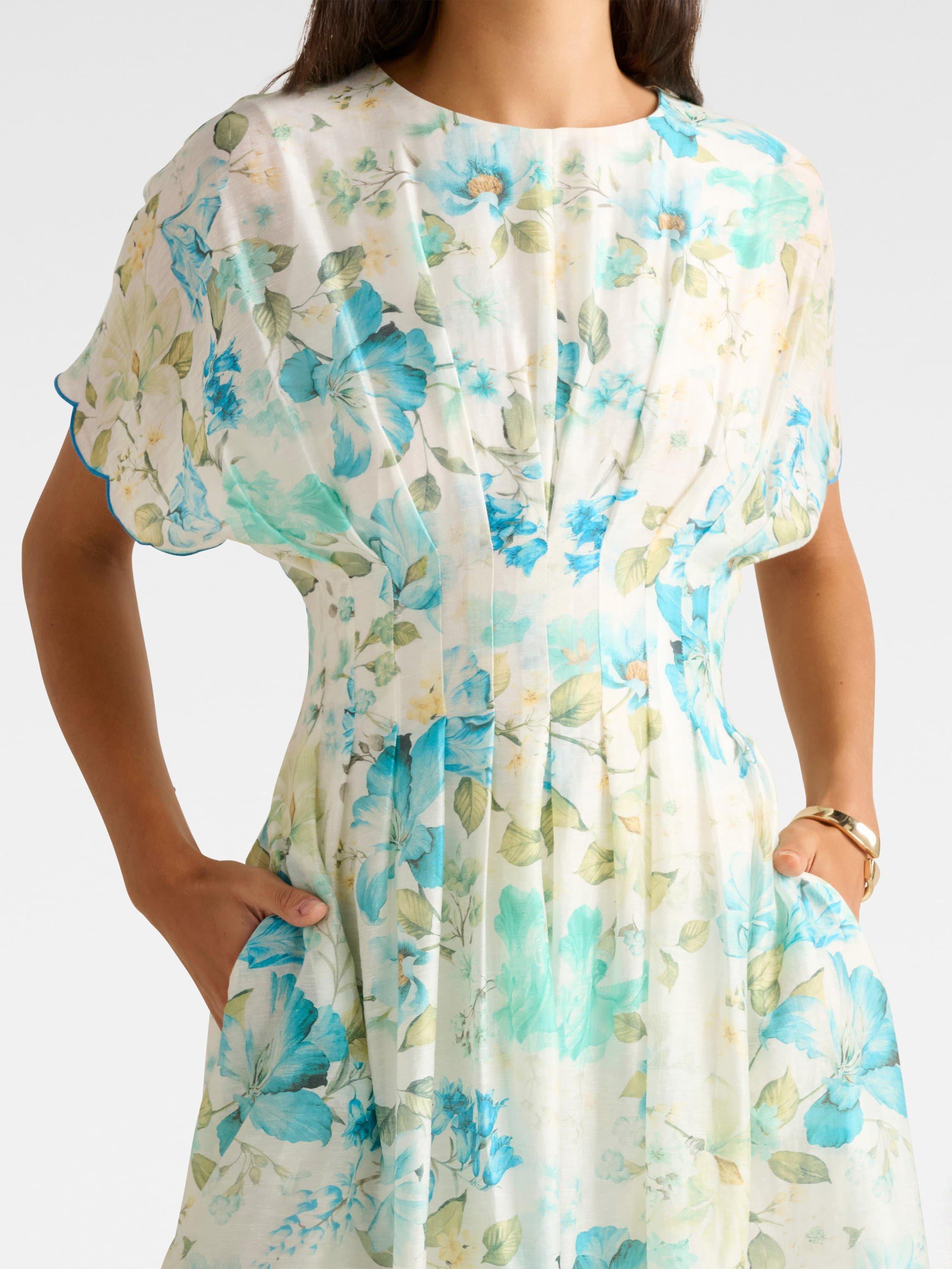 Product image 4 of 4, which shows Forever New Eve Floral Scallop Trim Midi Dress, Multi, 4