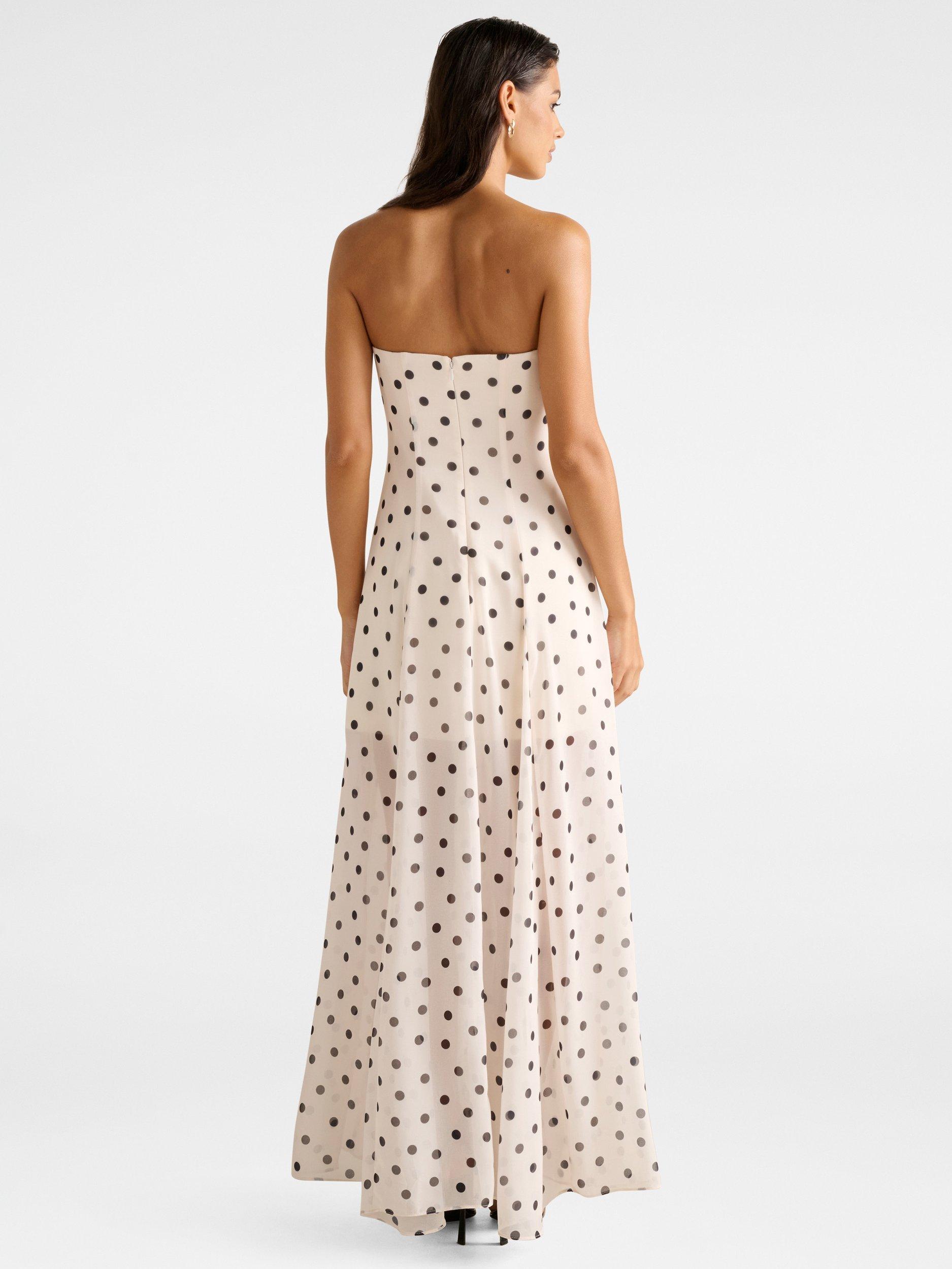 Product image 2 of 4, which shows Forever New Kimora Spot Strapless Maxi Dress, Porcelain, 4