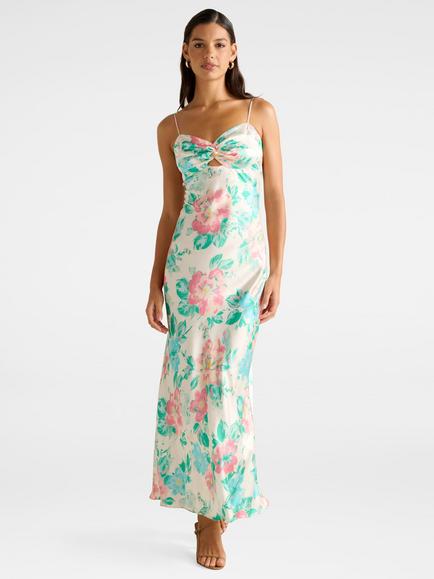 Forever New Leslie Bustier Slip Dress, Blue/Multi, Blue/Multi