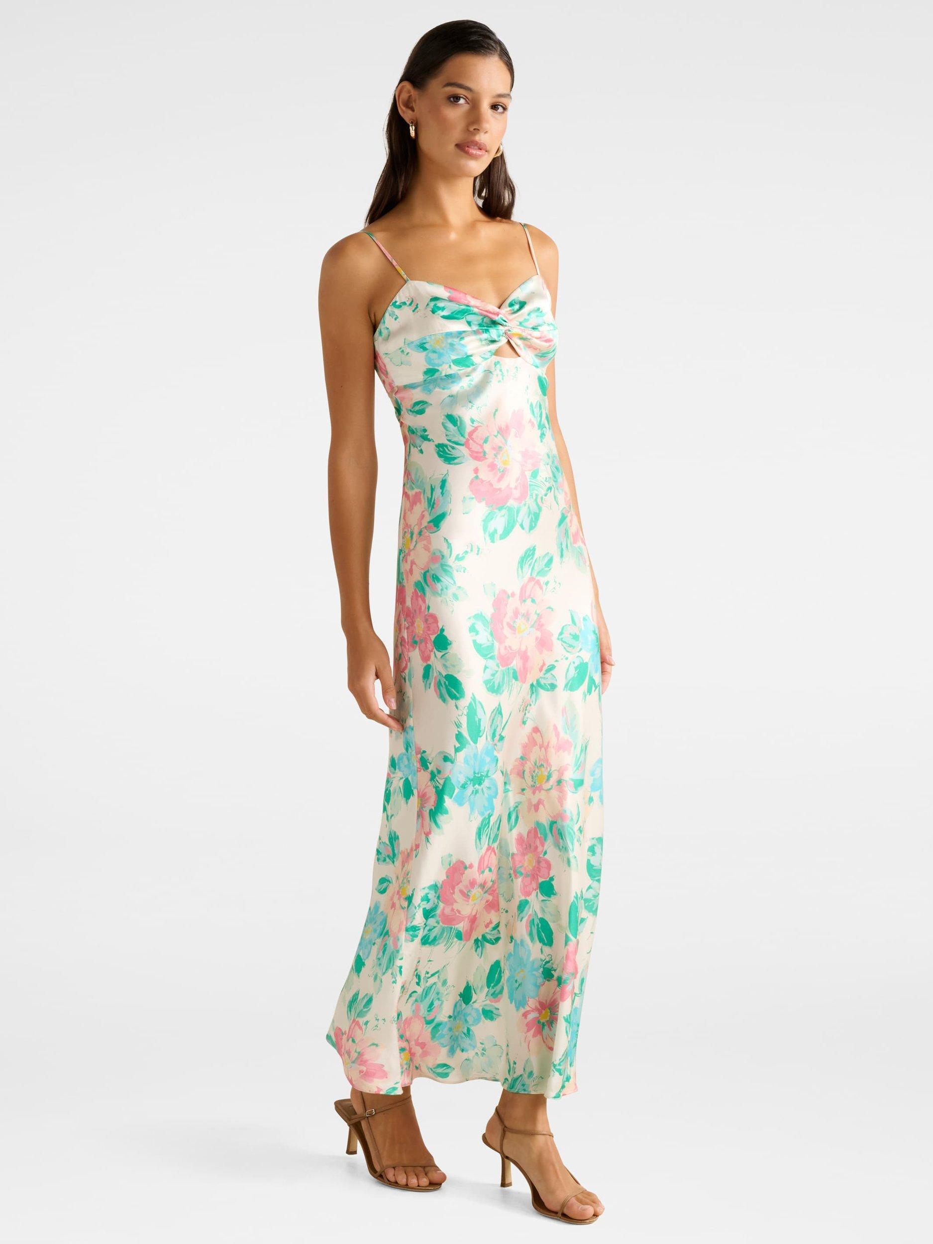 Product image 3 of 4, which shows Forever New Leslie Bustier Slip Dress, Blue/Multi, 4