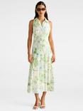Forever New Lindsey Floral Linen Blend Tennis Dress, Mint