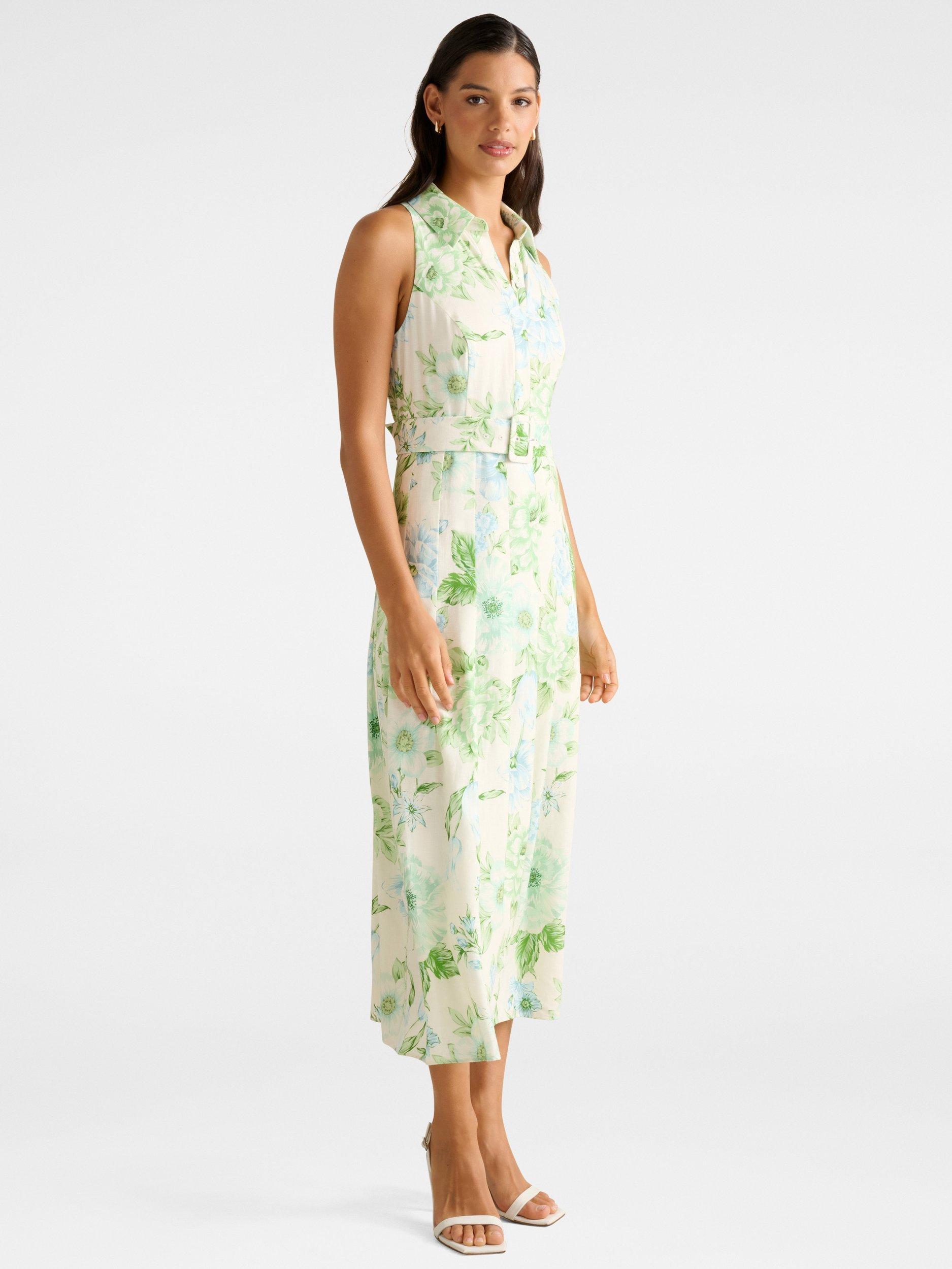 Product image 3 of 4, which shows Forever New Lindsey Floral Linen Blend Tennis Dress, Mint, 4