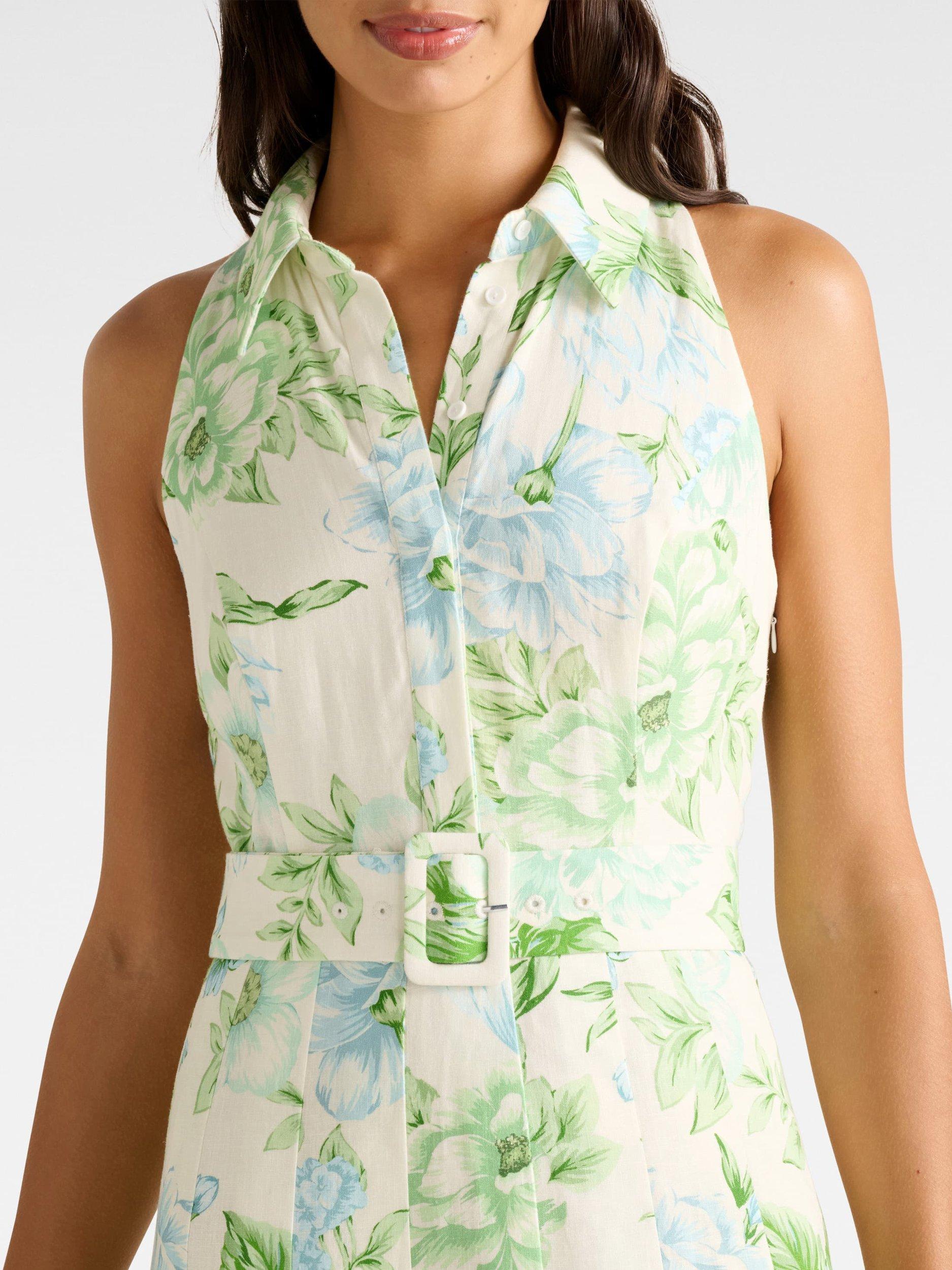 Product image 4 of 4, which shows Forever New Lindsey Floral Linen Blend Tennis Dress, Mint, 4