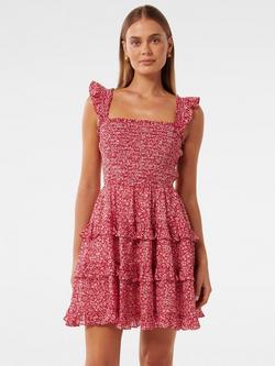 Forever New Odette Abstract Mini Dress, Red, Red