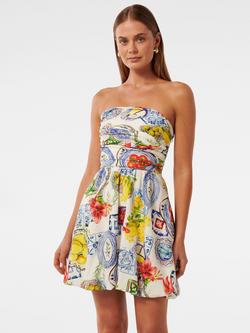 Forever New Phoebe Strapless Bubble Hem Mini Dress, Sorrento Tile, Sorrento Tile