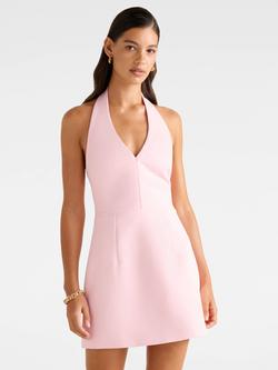 Forever New Ricki Halterneck Hook and Eye Mini Dress, Soft Pink, Soft Pink