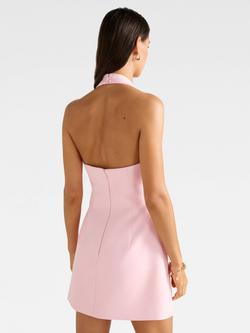 Forever New Ricki Halterneck Hook and Eye Mini Dress, Soft Pink - view 2, Soft Pink